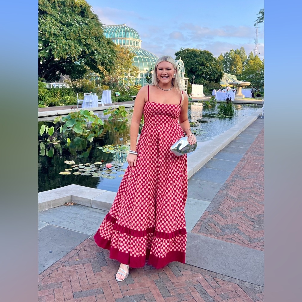 De Castro red checkmate dress